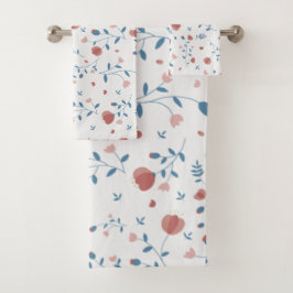 Rosa florale Weibchenstil Niedlich HandGezeichnet  Badhandtuch Set