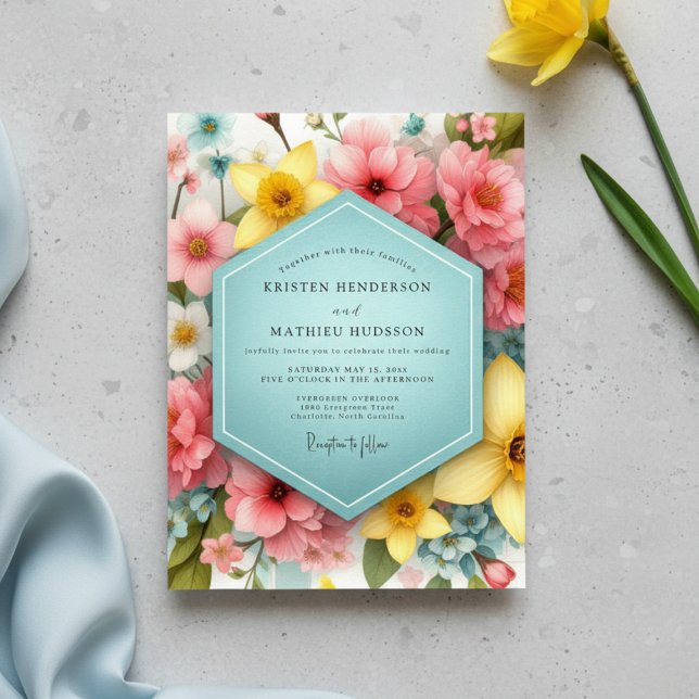 Rosa Florale Whimsy-Hochzeit Einladung (Von Creator hochgeladen)
