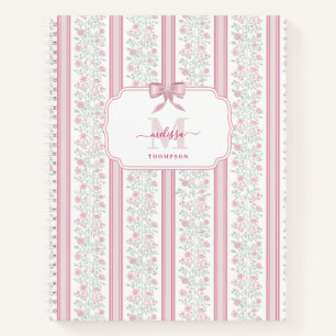 Rosa florale Wildblumen Coquette Schleife Notizbuch