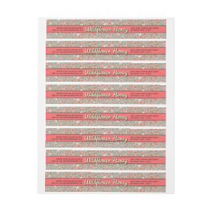 Rosa, florale Wrap-Around-Label Rundum-Adressaufkleber