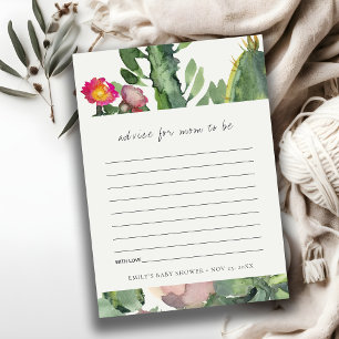 ROSA FLORALE WÜSTENKAKTUS-FAUNA-RAT BABY-SHOWER BEGLEITKARTE