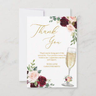 Rosa Floraler Brunch und sprudelnde Brautparty Dankeskarte