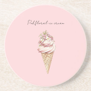 Rosa floraler Eiscreme-Kegel Getränkeuntersetzer