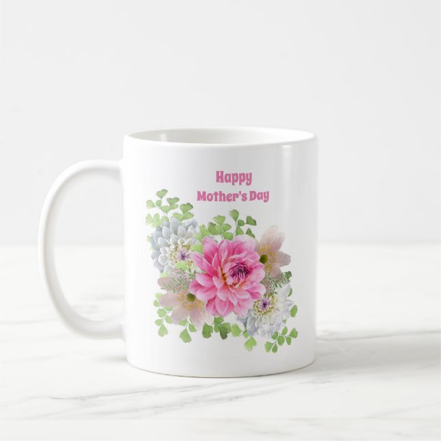 Rosa floraler Muttertag Kaffeetasse (Links)