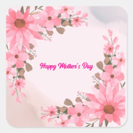 Rosa floraler Muttertag Quadratischer Aufkleber