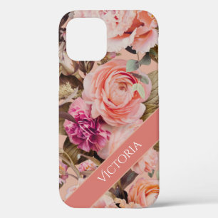 Rosa floraler Personalisierter Name Rustikal Case-Mate iPhone Hülle
