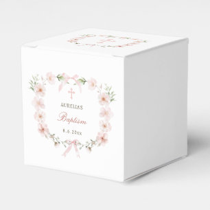 Rosa Floraler Rahmen Taufwürfel Geschenkschachtel