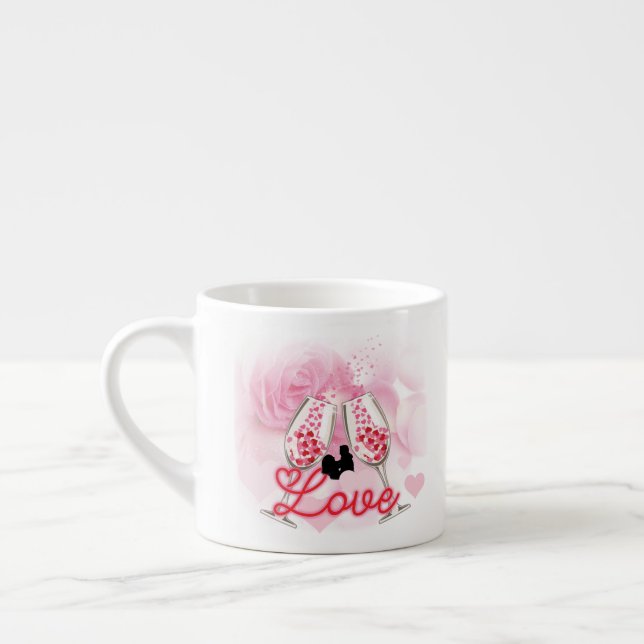 Rosa, floraler Valentinstag Espressotasse (Links)