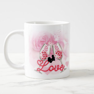 Rosa, floraler Valentinstag Jumbo-Tasse