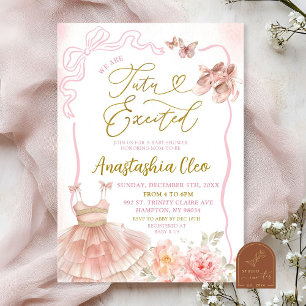 Rosa florales Ballerina-Tutu aufgeregte Babyparty Einladung