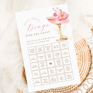 Rosa Florales Brautparty-Bingo-Papierblatt