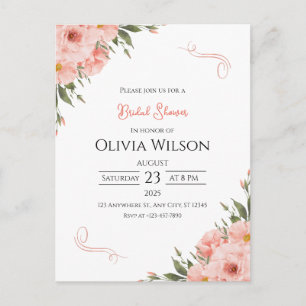 Rosa florales Brautparty Postkarte