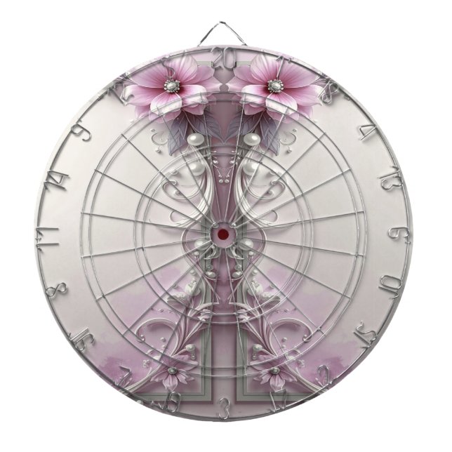 Rosa florales Dartboard Dartscheibe (vorne)