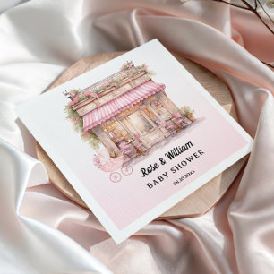 Rosa florales französisches Café Baby Girl Serviette