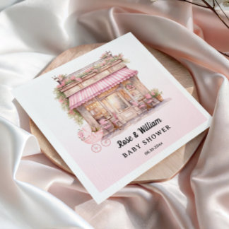 Rosa florales französisches Café Baby Girl Serviette