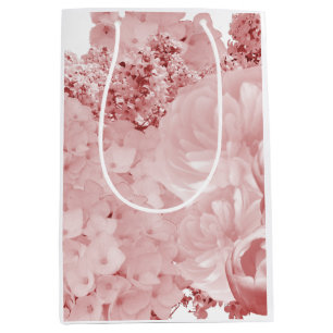 Rosa Florales Geschenktüte Mittel