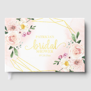 Rosa Florales Gold Geometrische Brautparty  Gästebuch