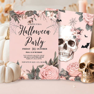 Rosa florales Gotisches Halloween-Party Einladung