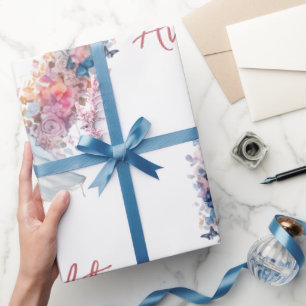 Rosa florales Herz Hochzeit/Dusche Glückwunsch Geschenkpapier