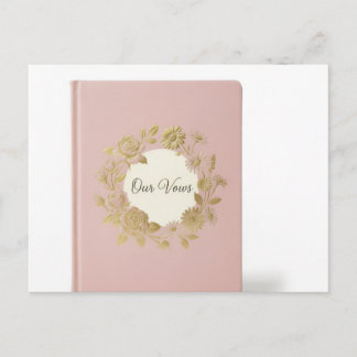 Rosa Florales Hochzeitsgelübdebuch - Elegantes Gol Postkarte