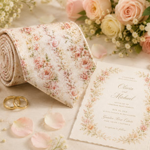 Rosa Florales Hochzeitsoutfit für den Bräutigam im Krawatte