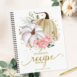 Rosa Florales Kürbis Herbst Brautparty Rezeptbuch Notizbuch