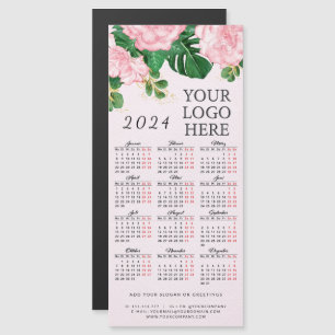 Rosa florales Logo Deutsch 2024 Magnetkalender Magnetkarte