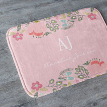Rosa florales Mädchen-Monogramm-Name personalisier