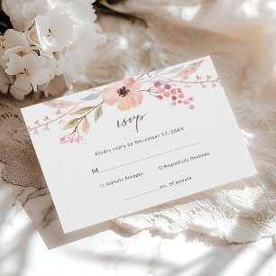 Rosa Florales Mädchen Tauf-Antwortkarte RSVP Karte