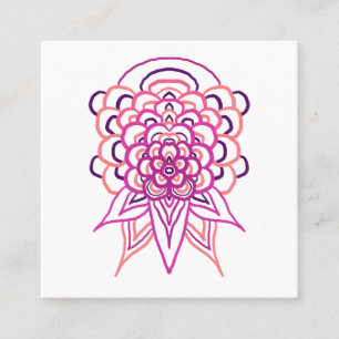 Rosa florales Mandala Quadrat Geschäftskarte Boh Quadratische Visitenkarte