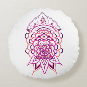 Rosa florales Mandala-Rund-Wurfkissen Ästhetisch Rundes Kissen