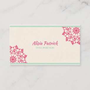 Rosa florales Mandela Visitenkarte