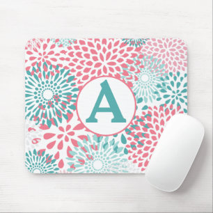 Rosa florales Monogramm Mousepad