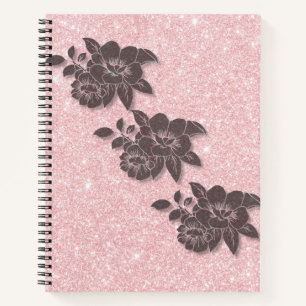 Rosa florales Notebook - Spiralband Notizbuch