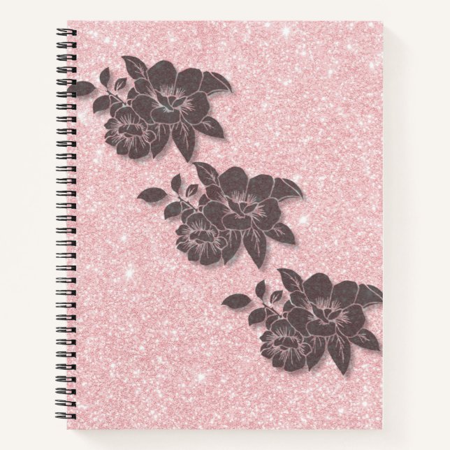 Rosa florales Notebook - Spiralband Notizbuch (Vorderseite)