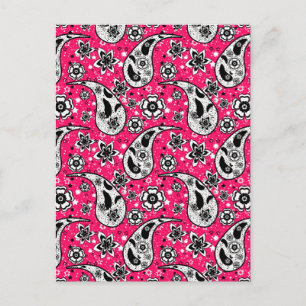 Rosa florales Paisley-Musterdesign Postkarte