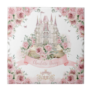 Rosa Florales Prinzessinnen-Schloss Märchenbuch Fliese