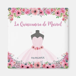 Rosa florales Quinceanera Party Magnet