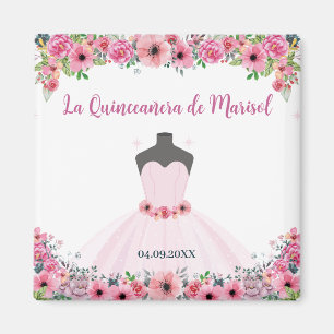 Rosa florales Quinceanera Party Magnet