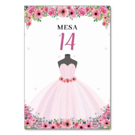 Rosa florales Quinceanera Party Tischnummer