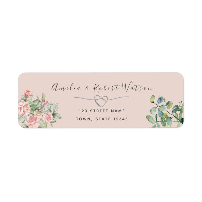 Rosa Florales Rücksiegel-Label (Vorne)