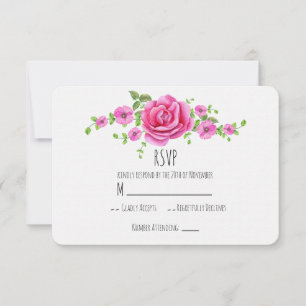 Rosa florales Shabby Chic Hochzeit RSVP-Karte RSVP Karte