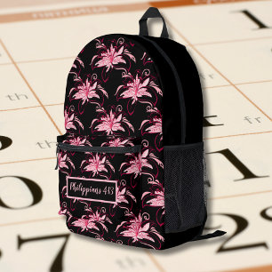 Rosa florales Vintage-Muster mit Bibelvers Bedruckter Rucksack