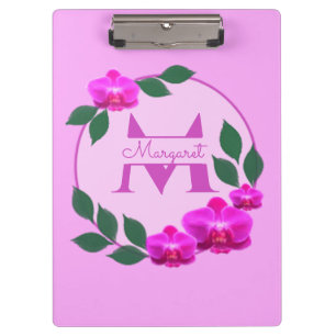Rosa florales vintage personalisierter Name Anfang Klemmbrett
