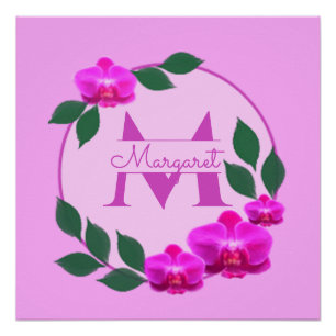 Rosa florales vintage personalisierter Name Anfang Poster