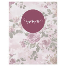 Rosa florales vintage Rezeptordner-Trennblatt