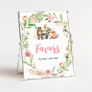 Rosa Florales Wald Baby Shower Gunstzeichen Poster