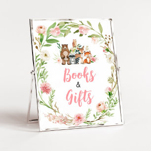 Rosa Florales Wald Bücher und Geschenke Schild