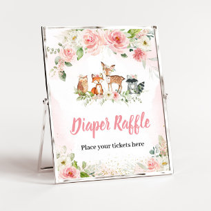 Rosa Florales Wald-Duschwindel-Raffle-Schild Poster