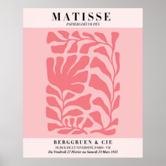 Rosa Floralposter im Matisse-Stil | Wandkunst Poster